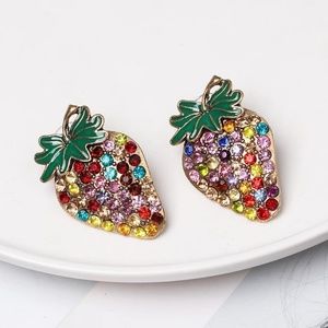 Wild strawberry drop earrings